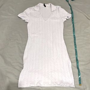 H&M Lavender BodyCon V Neck Collared Knit Dress